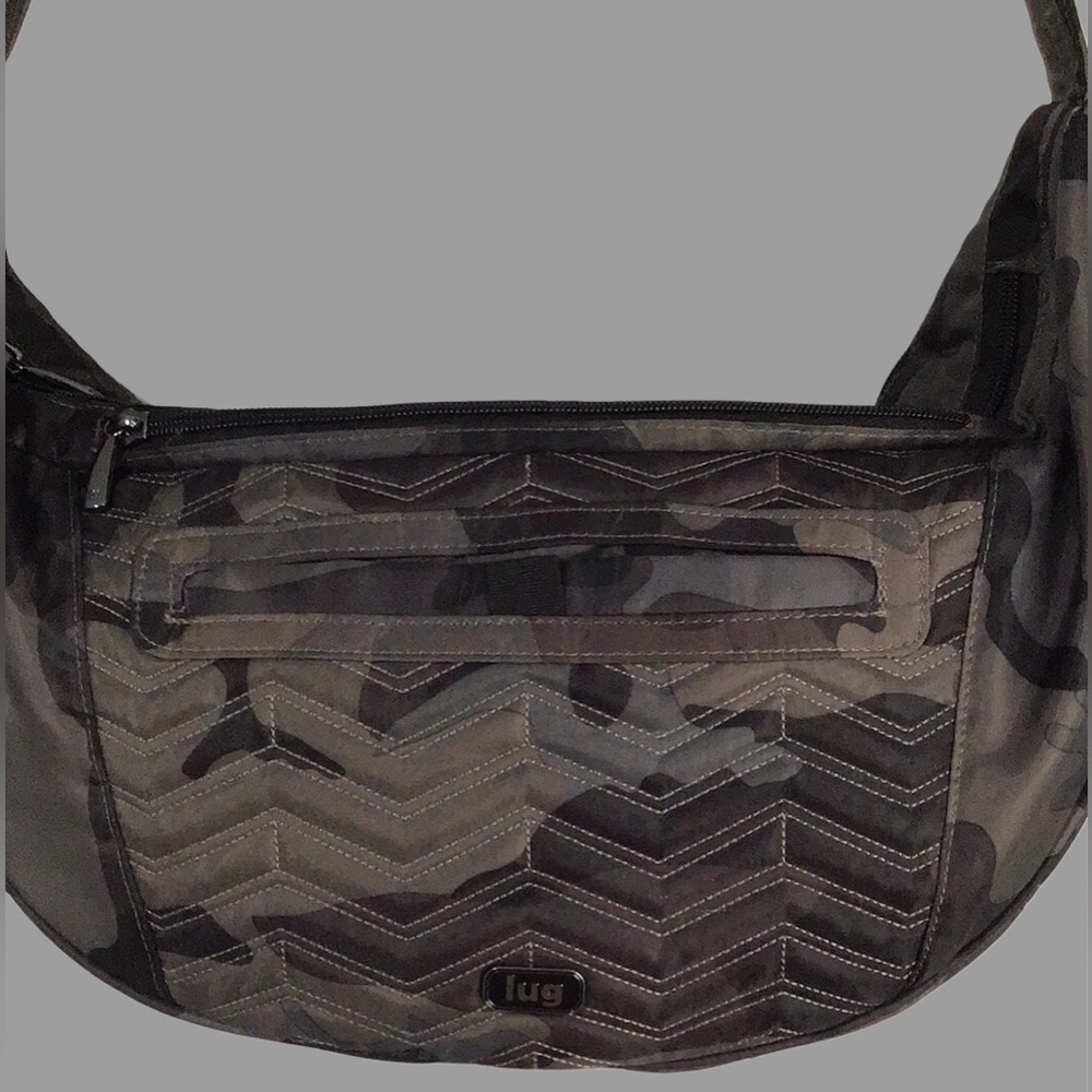 LUG Boomerang Charcoal Gray Camo Print Crossbody Sling Freestyle Bag - Picture 8 of 14